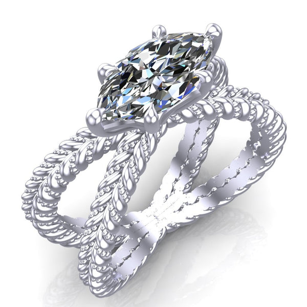 Marquise Bypass Lasso Engagement Ring - DAKO Jewelry Designs