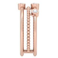 14 Karat Gold Diamond Three Row Layered Ring - DAKO Jewelry Designs