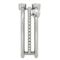 14 Karat Gold Diamond Three Row Layered Ring - DAKO Jewelry Designs