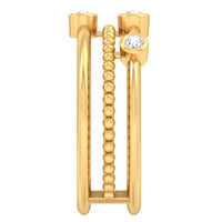 14 Karat Gold Diamond Three Row Layered Ring - DAKO Jewelry Designs