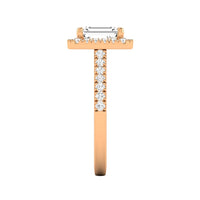 14 Karat Gold Emerald Cut Diamond Halo Engagement Ring - DAKO Jewelry Designs
