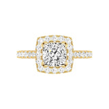 14 Karat Gold Cushion Cut Diamond Halo Engagement Ring - DAKO Jewelry Designs