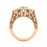 14 Karat Gold Three Stone Diamond Engagement Ring - DAKO Jewelry Designs