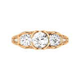14 Karat Gold Three Stone Diamond Engagement Ring - DAKO Jewelry Designs