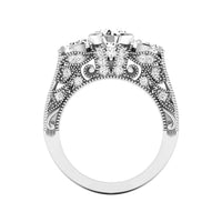 14 Karat Gold Three Stone Diamond Engagement Ring - DAKO Jewelry Designs