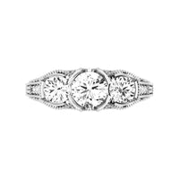 14 Karat Gold Three Stone Diamond Engagement Ring - DAKO Jewelry Designs