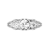 14 Karat Gold Three Stone Diamond Engagement Ring - DAKO Jewelry Designs
