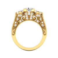 14 Karat Gold Three Stone Diamond Engagement Ring - DAKO Jewelry Designs