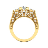 14 Karat Gold Three Stone Diamond Engagement Ring - DAKO Jewelry Designs