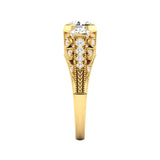 14 Karat Gold Three Stone Diamond Engagement Ring - DAKO Jewelry Designs
