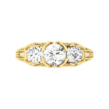 14 Karat Gold Three Stone Diamond Engagement Ring - DAKO Jewelry Designs