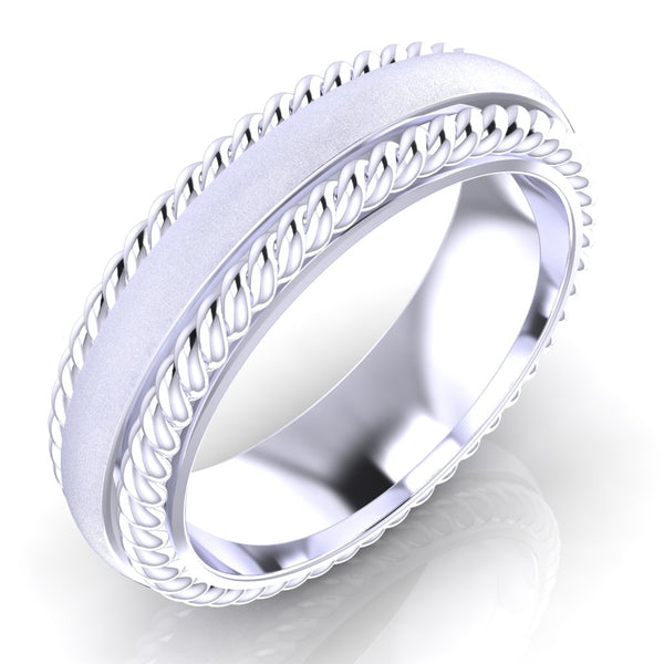 Convex Roped Men's Wedding Ring - DAKO Jewelry Designs
